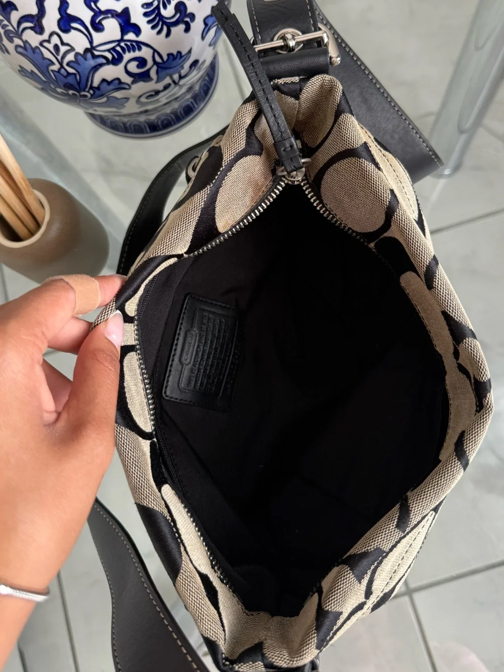 Coach Black Logo Jacquard Shoulder/ Crossbody Bag